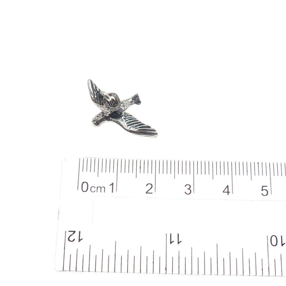 BEAU 925 Sterling Silver Vintage Seagull Oxidized Minimalist 3D Charm Pendant