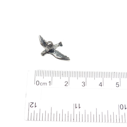 BEAU 925 Sterling Silver Vintage Seagull Oxidized Minimalist 3D Charm Pendant