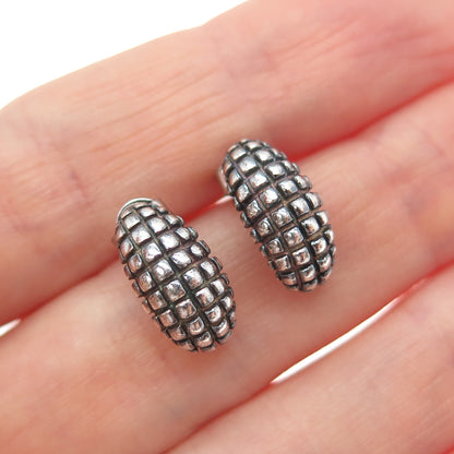 SLV SADYE L VASSIL Sterling Silver Vintage Dragon Skin Oxidized Hoop Earrings
