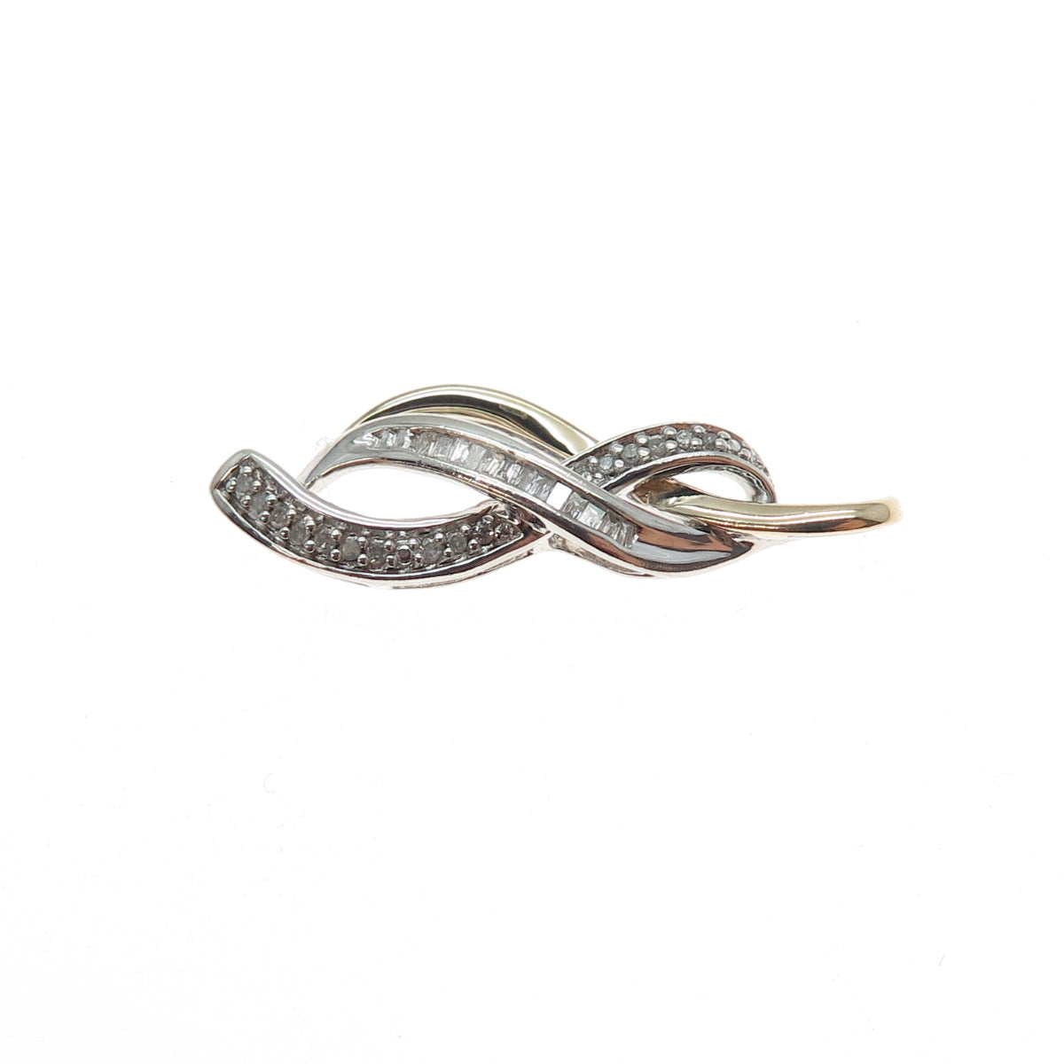 SUN 925 Sterling Silver 14K Gold Real Diamond Infinity Charm Pendant