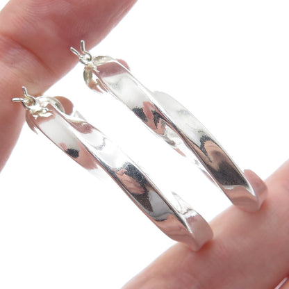 925 Sterling Silver 35mm Twisted Hoop Earrings