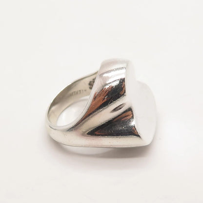 925 Sterling Silver Vintage Modernist Signet Ring Size 7.25