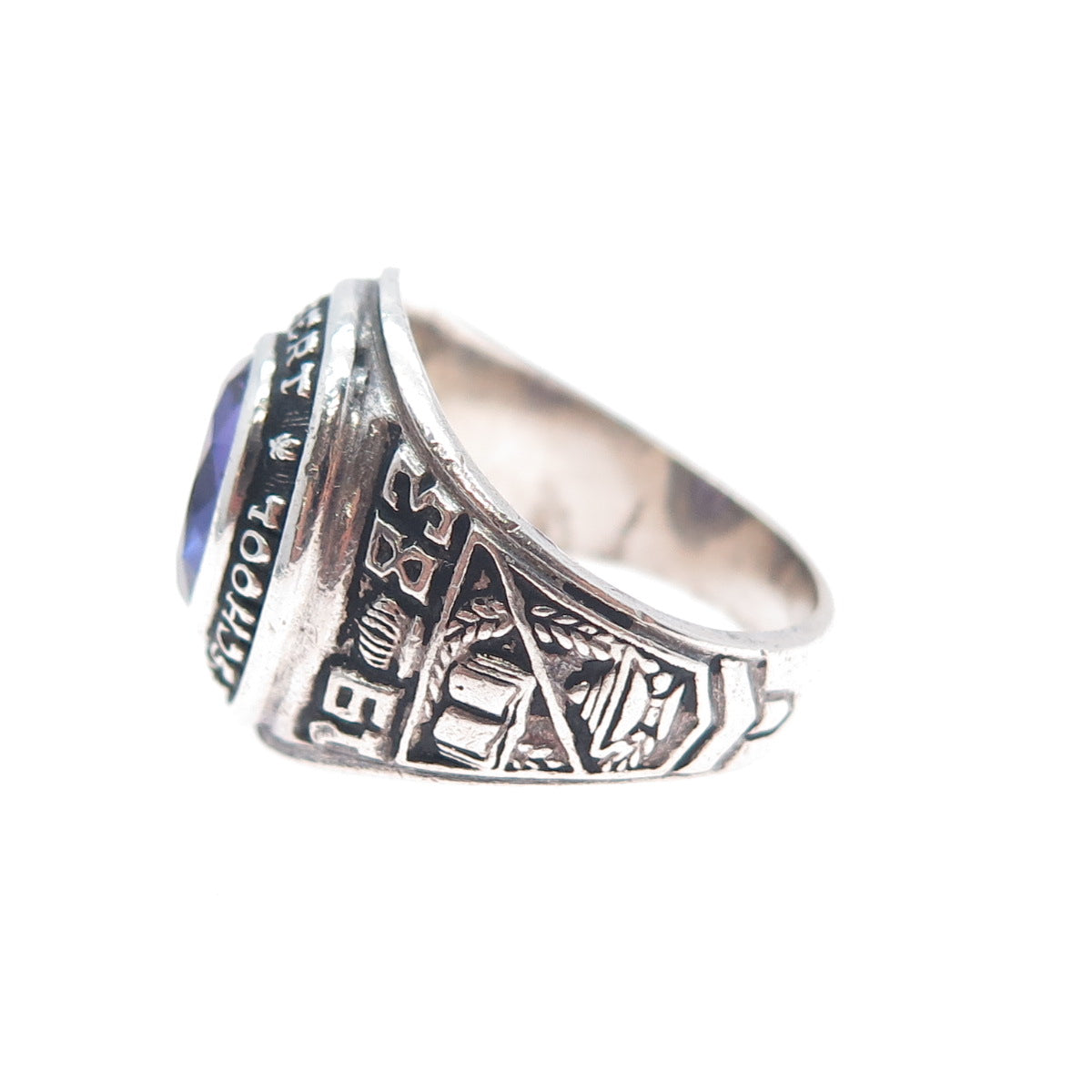 REED & CO. 925 Sterling Vintage 1983 Real Amethyst Egbert School Ring Size 6.75
