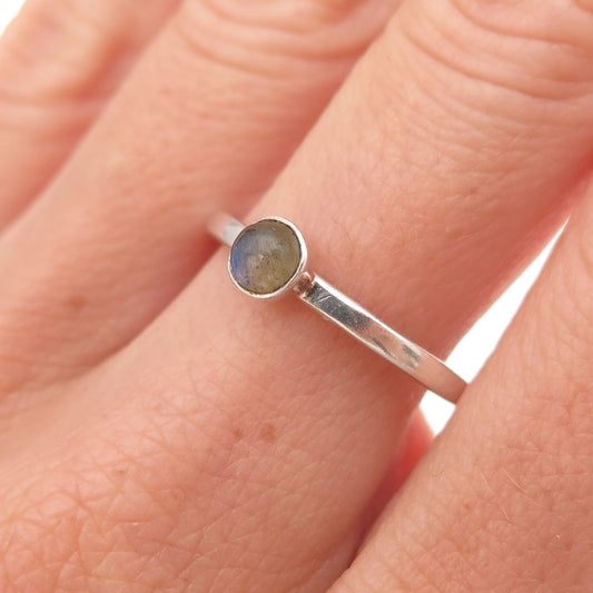 925 Sterling Silver Vintage Real Labradorite Ring Size 8