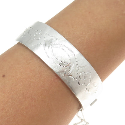CT NS ATTCH 925 Sterling Silver Antique Art Deco Engraved Bangle Bracelet 7.5"