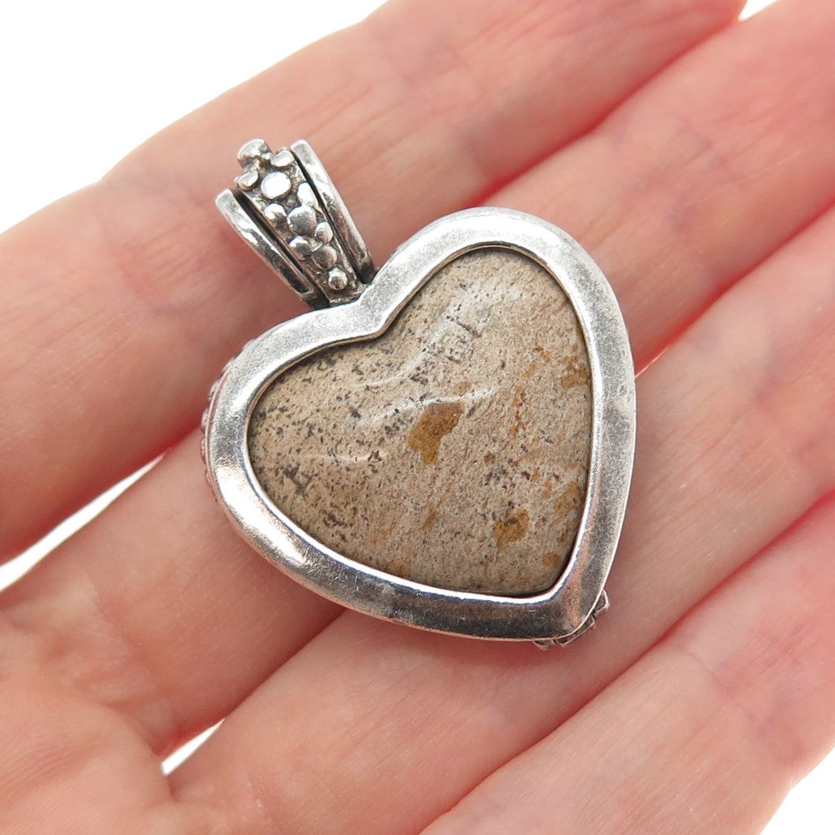 KEN CRAFTS Sterling Vintage Tiger Eye Jasper Interchangeable Dual Sided Pendant