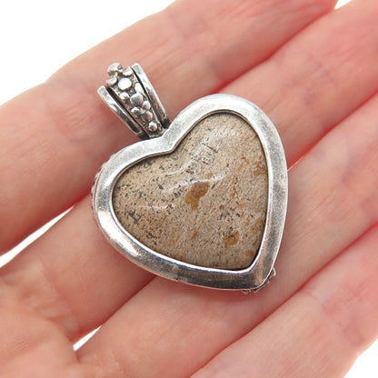 KEN CRAFTS Sterling Vintage Tiger Eye Jasper Interchangeable Dual Sided Pendant