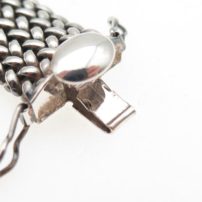 925 Sterling Silver Vintage Italy Mesh Link Oxidized Bracelet 7"