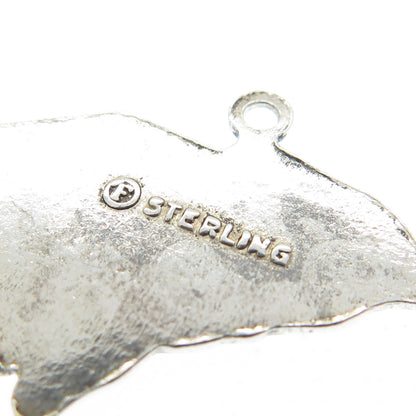 FRENCH & FRANKLIN 925 Sterling Silver Vintage South Carolina Map Charm Pendant