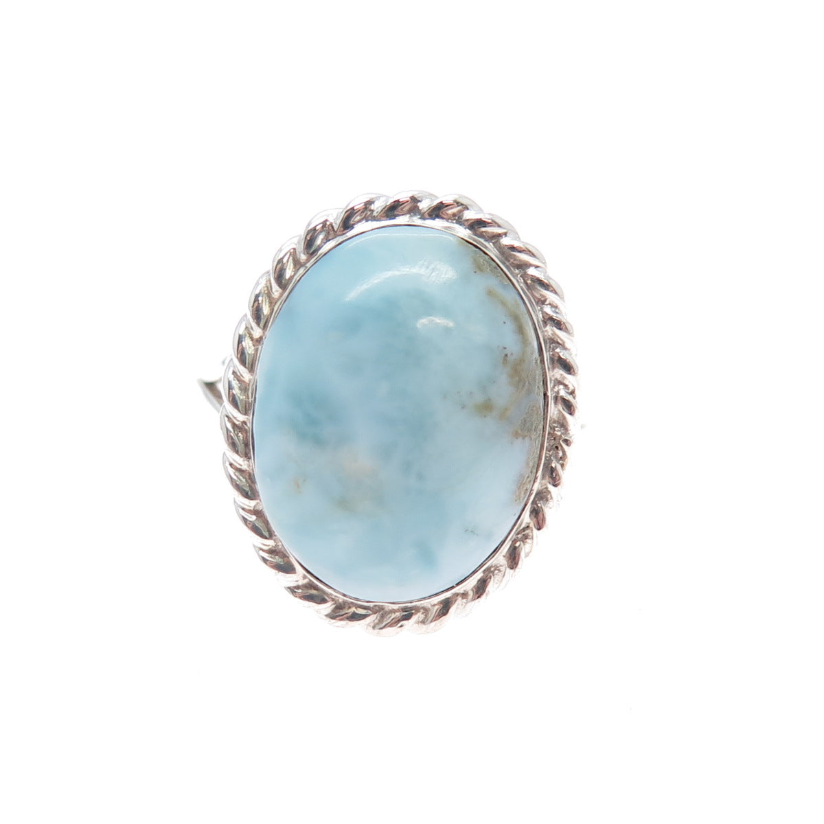 925 Sterling Silver Vintage Real Cabochon Larimar Ring Size 6.5