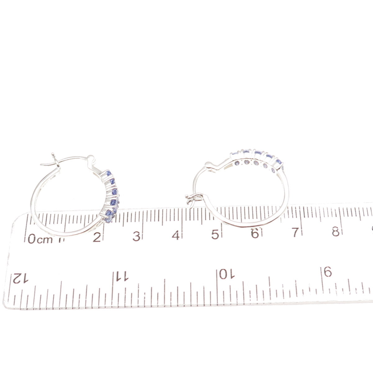 Chuck Clemency 925 Sterling Silver Real Oval-Cut Tanzanite Hoop Earrings