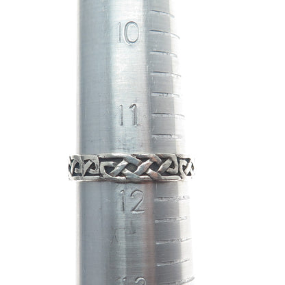 925 Sterling Silver Vintage Celtic Knot Oxidized Band Ring Size 11.75
