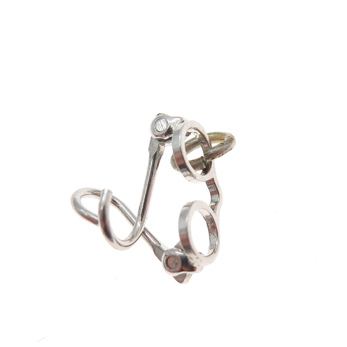 925 Sterling Silver Antique Art Deco Folding Glasses Minimalist 3D Charm Pendant
