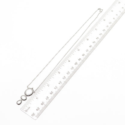 925 Sterling Silver Oval & Pear-Cut C Z Cable Chain Necklace 16"