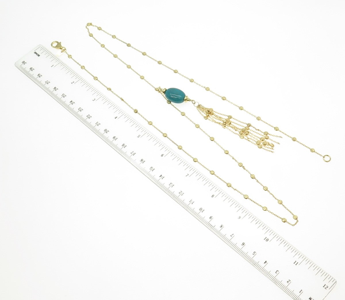 MILOR 925 Sterling Silver Gold Plated Italy Turquoise Gem Lariat Necklace 30"