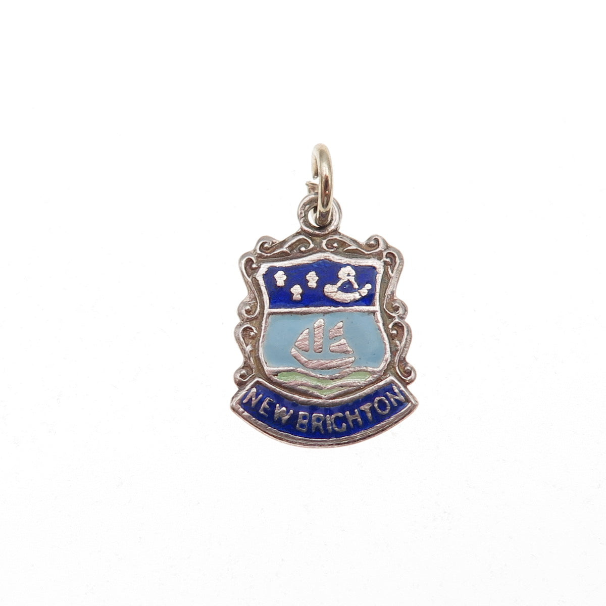 925 Sterling Silver Vintage Enamel New Brighton Charm Pendant