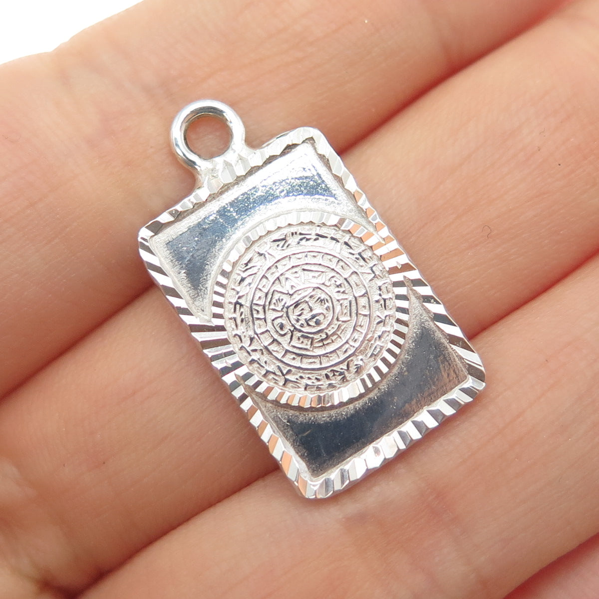 925 Sterling Silver Vintage Mexico Mayan Calendar Mini Charm Pendant