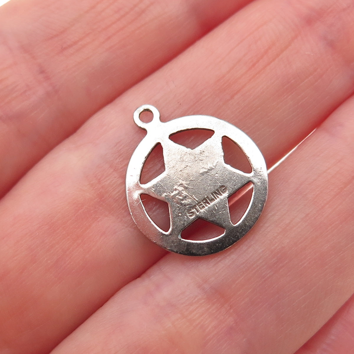 925 Sterling Silver Vintage Enamel Zion Judaica Star of David Charm Pendant