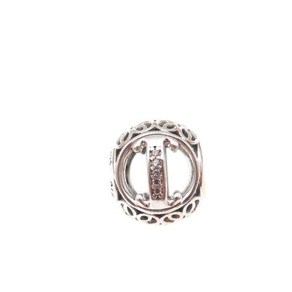 Pandora 925 Sterling Silver C Z Letter I Initial Slide Bead Charm