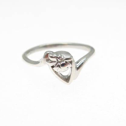 KATHY K. BERNU 925 Sterling Silver Vintage Modernist Heart Ring Size 7.5