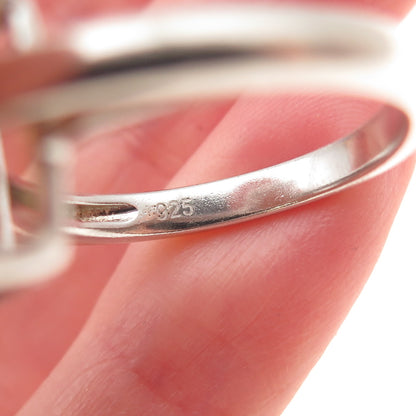 925 Sterling Silver Vintage Real Emerald-Cut Canary Opal Ring Size 8.5