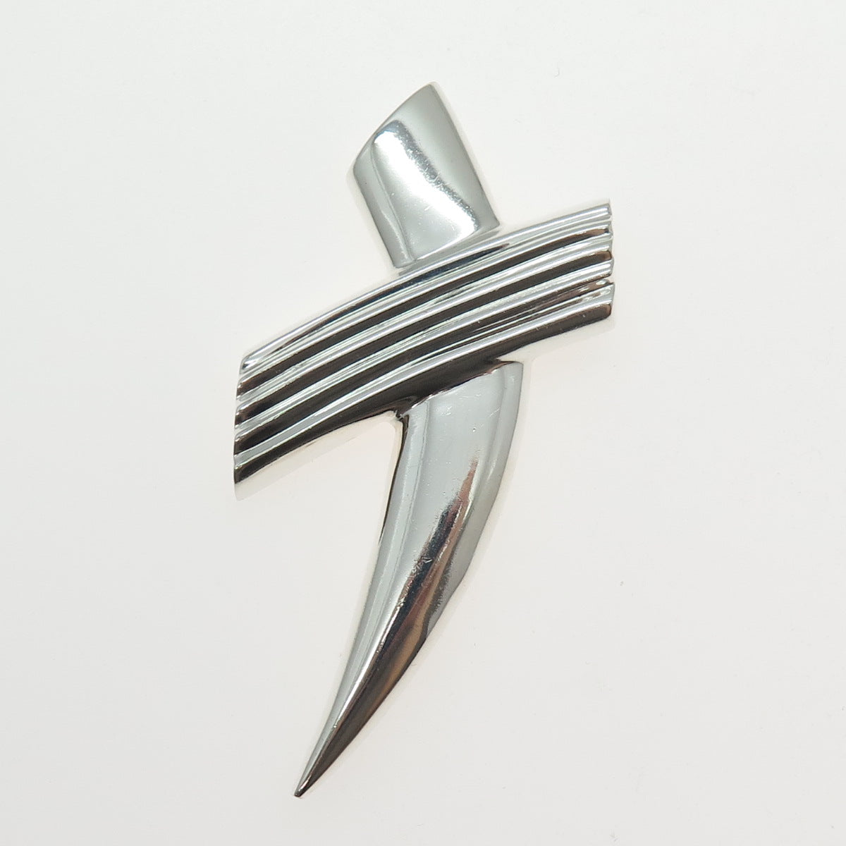 CHAPAL ZENRAY Sterling Silver Vintage Modernist Crisscross Oxidized Pin Brooch