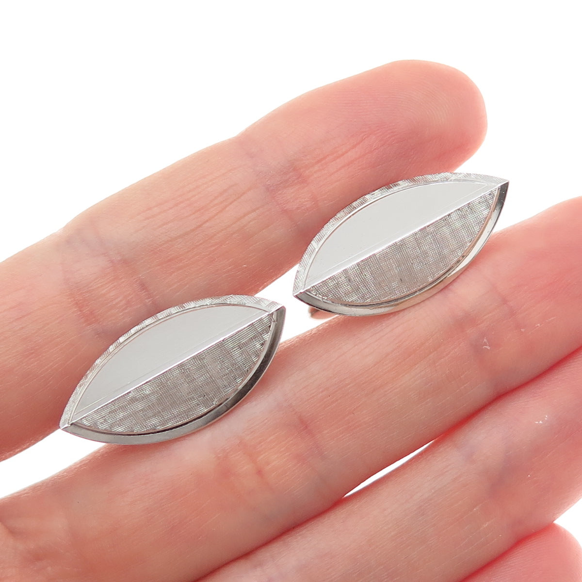 SWANK 925 Sterling Silver Vintage Modernist Petal Cufflinks