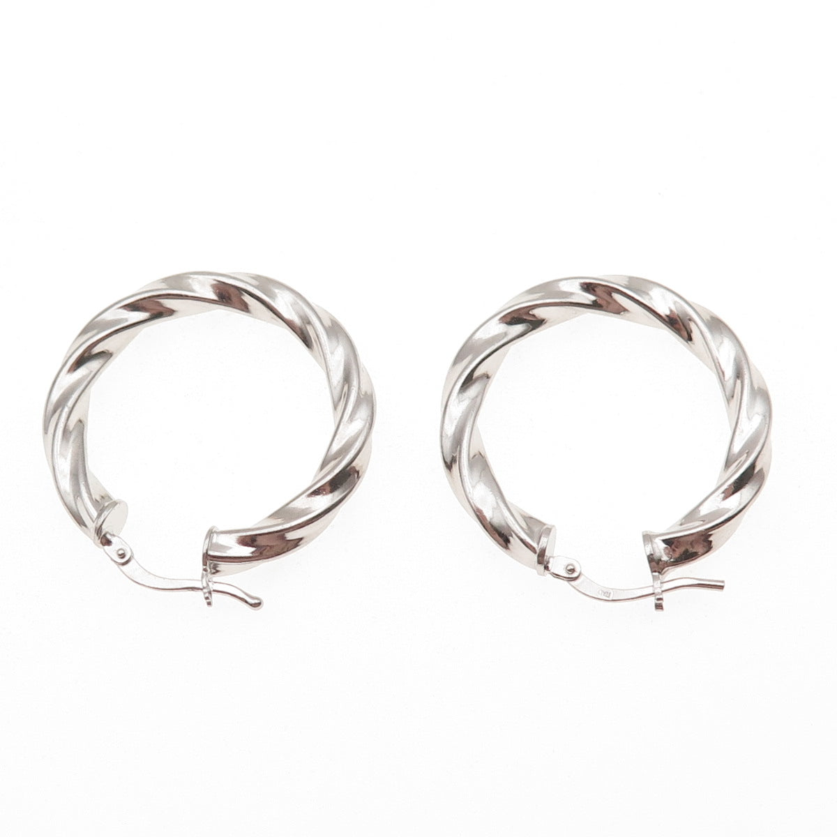 925 Sterling Silver Vintage Italy Twisted Hoop Earrings