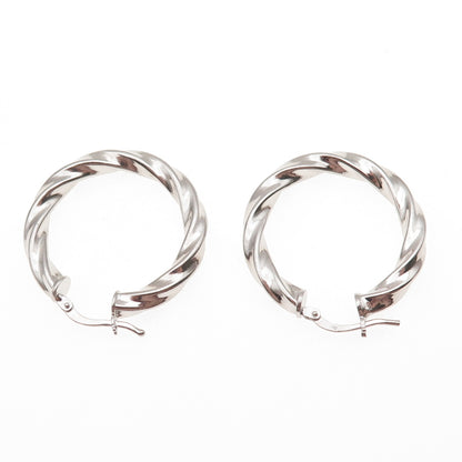925 Sterling Silver Vintage Italy Twisted Hoop Earrings