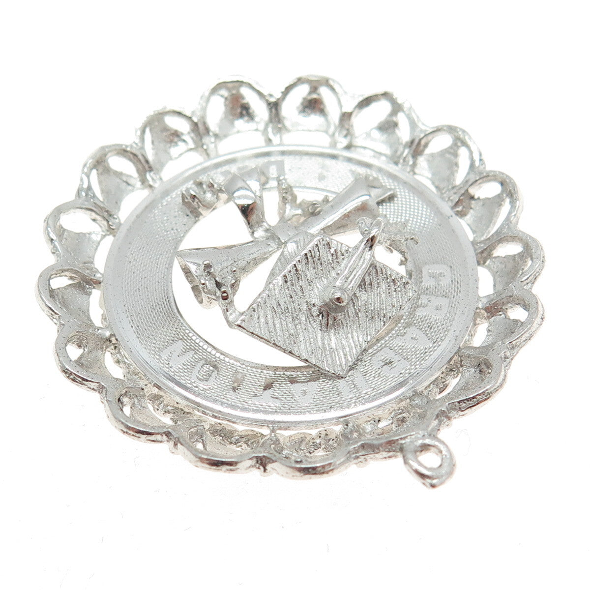 925 Sterling Silver Vintage "Graduation Day" Cap & Diploma Pendant