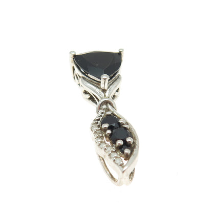 CHUCK CLEMENCY 925 Sterling Silver Vintage Real Black Spinel Gemstone Pendant