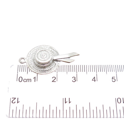 925 Sterling Silver Vintage Picnic Hat Charm Pendant