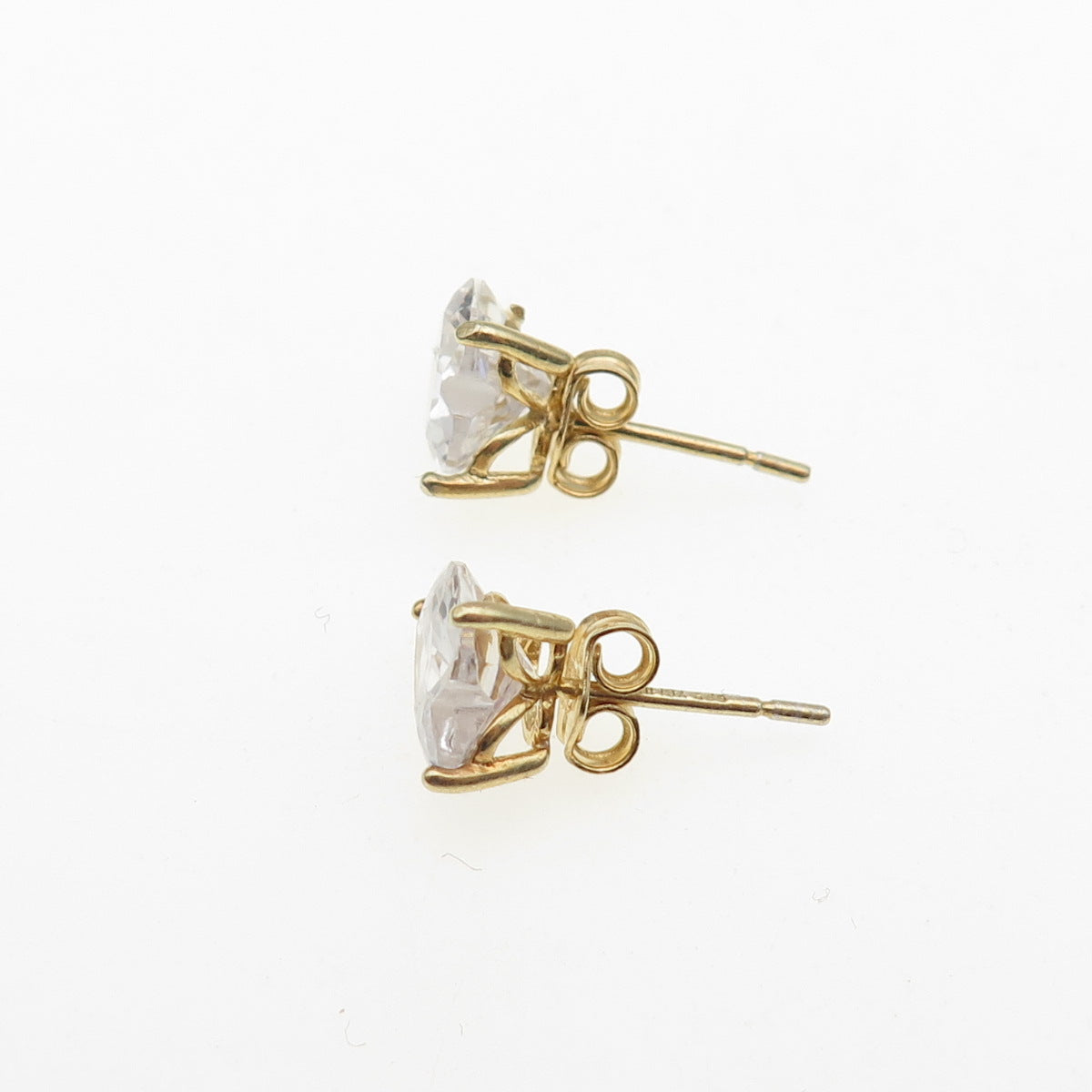 925 Sterling Silver Gold Plated Heart-Cut C Z Stud Earrings