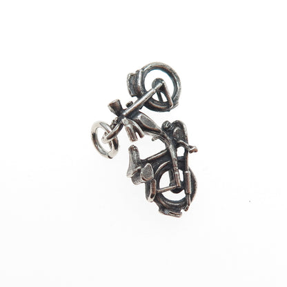 925 Sterling Silver Vintage Motorcycle Oxidized Mini Charm Pendant