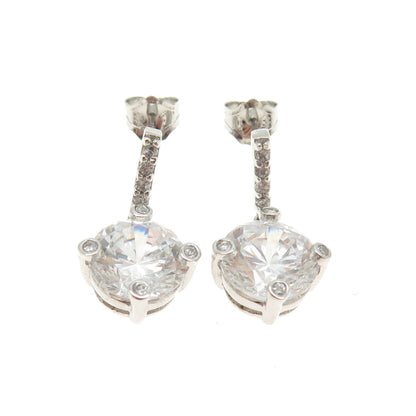 925 Sterling Silver Round-Cut C Z Drop Earrings