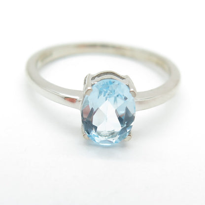 DAZZLERS 925 Sterling Silver Real Blue Topaz Gemstone Ring Size 7