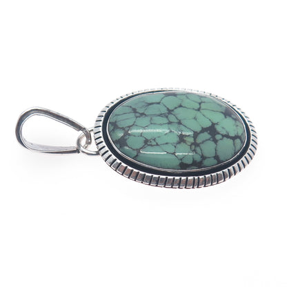 GILBERT DAMON NAVAJO Old Pawn Sterling Silver Vintage Peacock Turquoise Pendant
