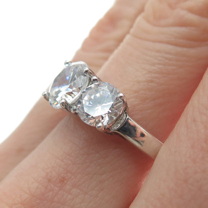925 Sterling Silver Vintage Round-Cut C Z Engagement Ring Size 7