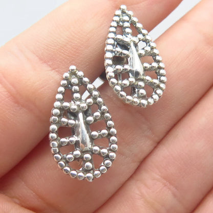925 Sterling Silver Vintage Beaded Screw Back Earrings