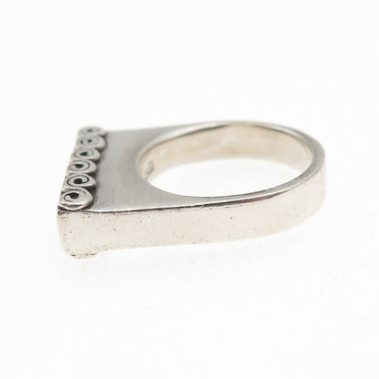 925 Sterling Silver Vintage S-Swirl Oxidized Bar Ring Size 6.5