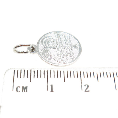 REMBRANDT RJL 925 Sterling Silver Vintage Paradise Island Round Charm Pendant