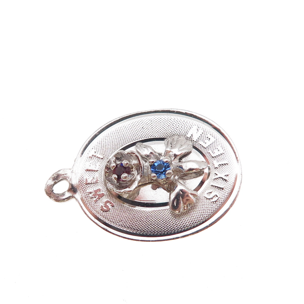 925 Sterling Silver Vintage Rhinestone Sweet 16 Flower Charm Pendant