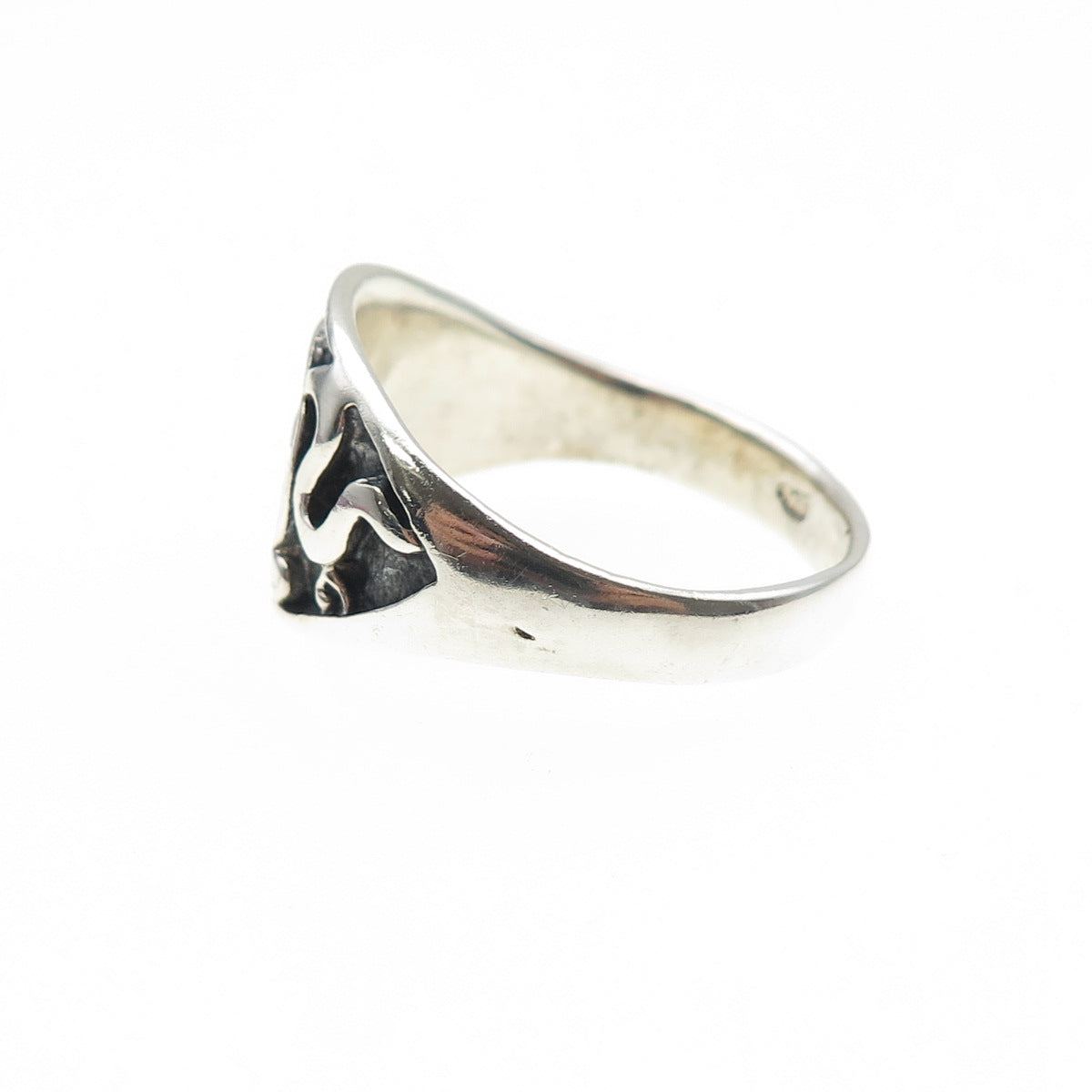 925 Sterling Silver Vintage Pentagram Oxidized Ring Size 12