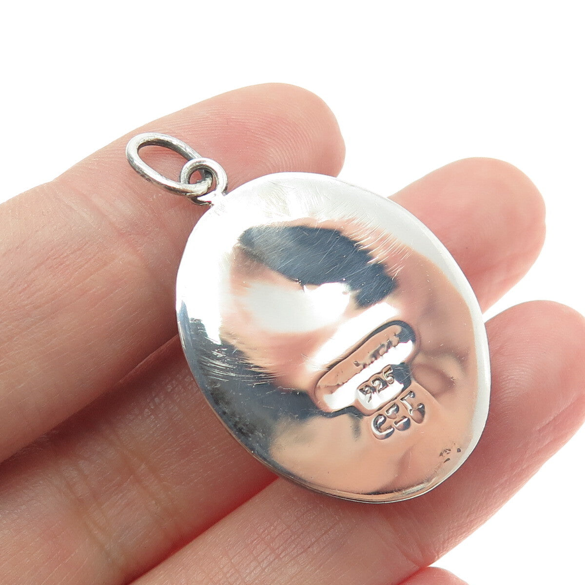 925 Sterling Silver Vintage CII Mexico Real Mahogany Obsidian Jasper Pendant