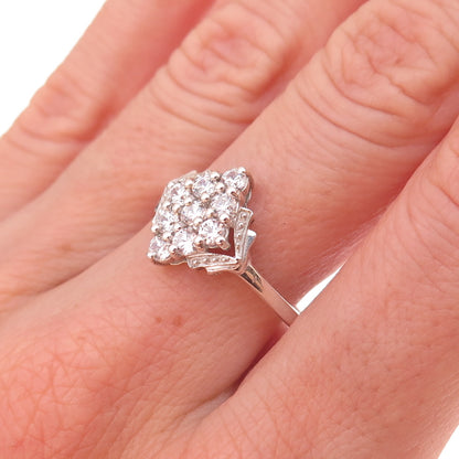 Chuck Clemency 925 Sterling Silver Round-Cut C Z Ring Size 8