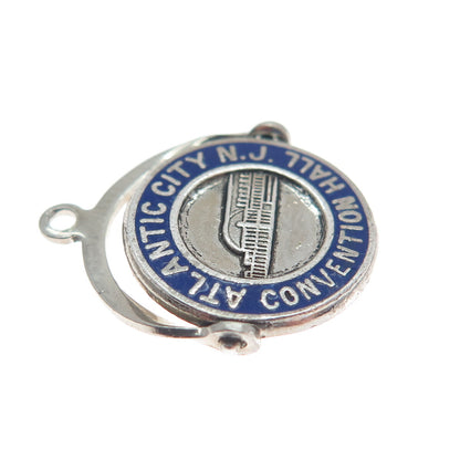 FRENCH & FRANKLIN Sterling Vintage Enamel Convention Hall Atlantic City Pendant