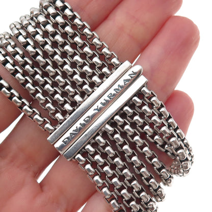 David Yurman 925 Sterling Silver Vintage Box Chain 8-Row Bracelet 6.75"