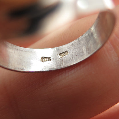 18K Gold & 950 Silver Vintage Real Mother-of-Pearl Modernist Ring Size 7.25