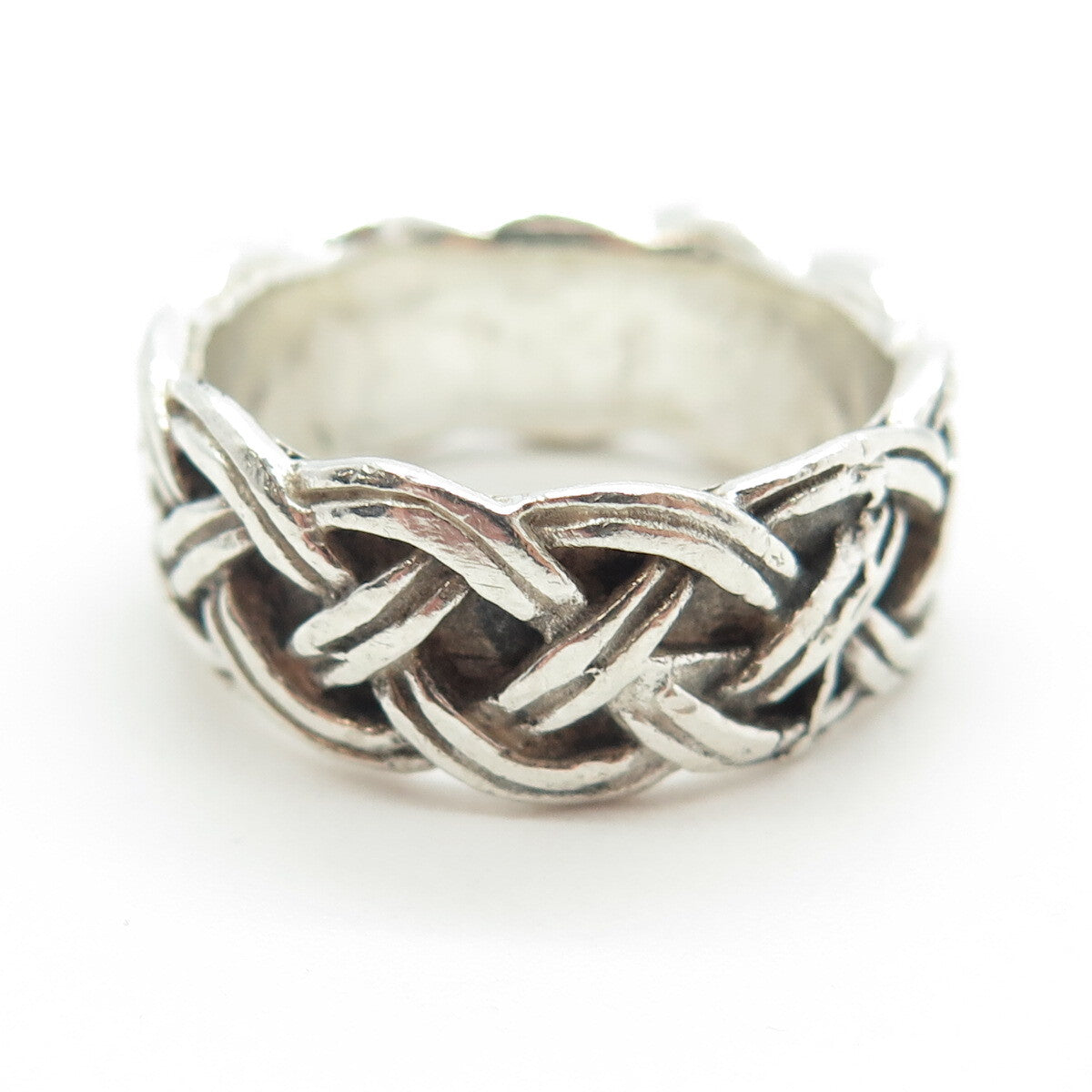 925 Sterling Silver Vintage Woven Band Ring Size 10.5