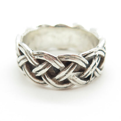925 Sterling Silver Vintage Woven Band Ring Size 10.5